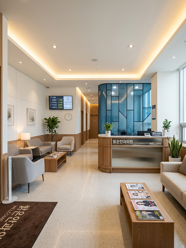 밝은눈안과의원 대기실 인테리어